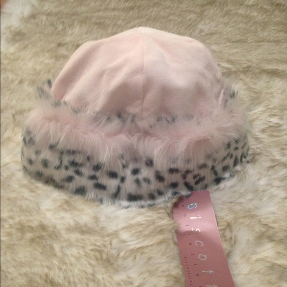 Kate Mack Biscotti Faux Fur Leopard Trim Hat - Picture 2 of 4